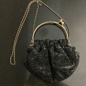 Neiman Marcus Vintage Black Beaded Purse with Chain Strap